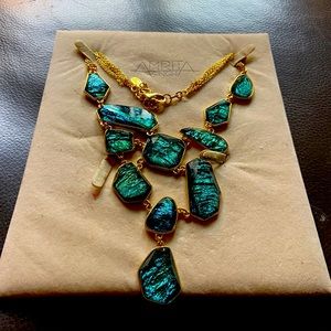 Amrita Singh Gold Tone / Blue Resin statement necklace | MINT